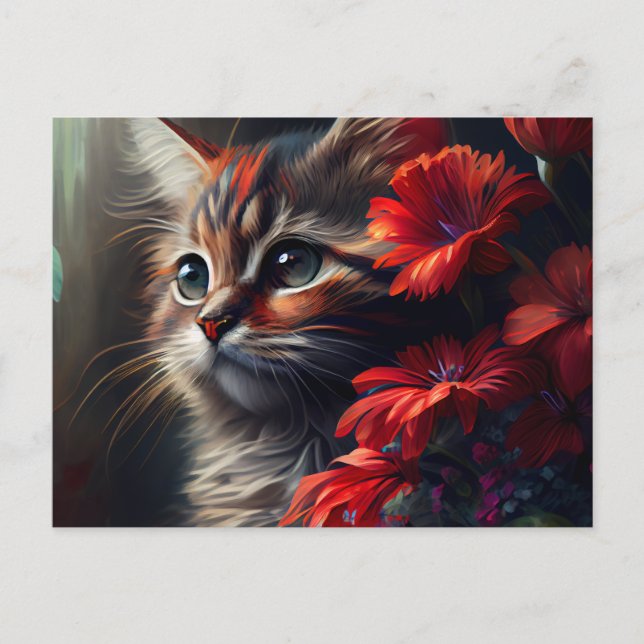 Cartes Postales Cat Fleur (Devant)
