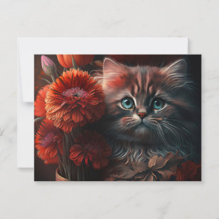 Cartes Postales Cat Fleur Postkarte
