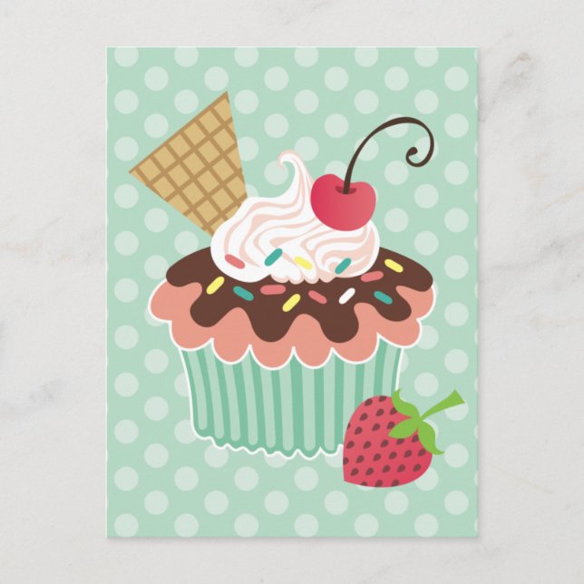 Cartes postales Cherry & Mint Cupcake (Devant)