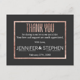 Cartes postales Chic Faux Rose Gold Merci