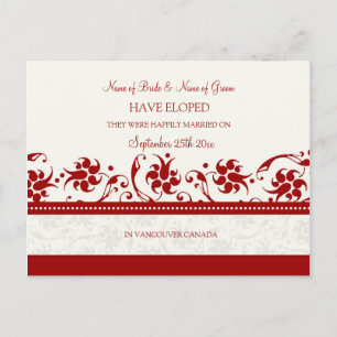 Cartes postales d'annonce de fuite en fleurs rouge