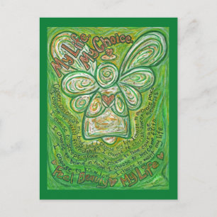 Cartes postales d'art de l'ange gardien vert poème