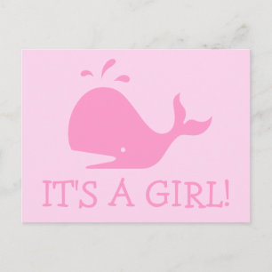 Cartes postales de baleine rose pour nouveau bébé
