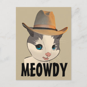 CARTES POSTALES DE CHATON COW-BOY MIAOU