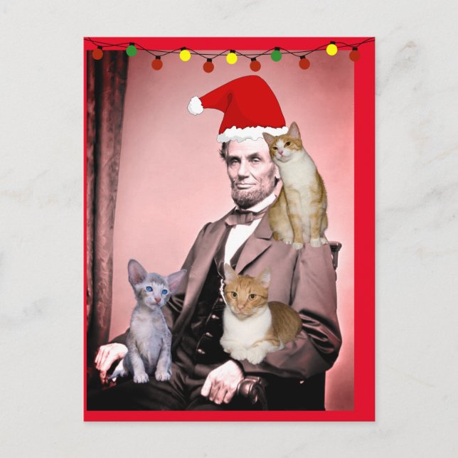 Cartes postales de chats de Noël Abraham Lincoln c (Devant)