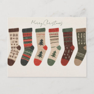 Cartes postales de chaussettes de Noël festives