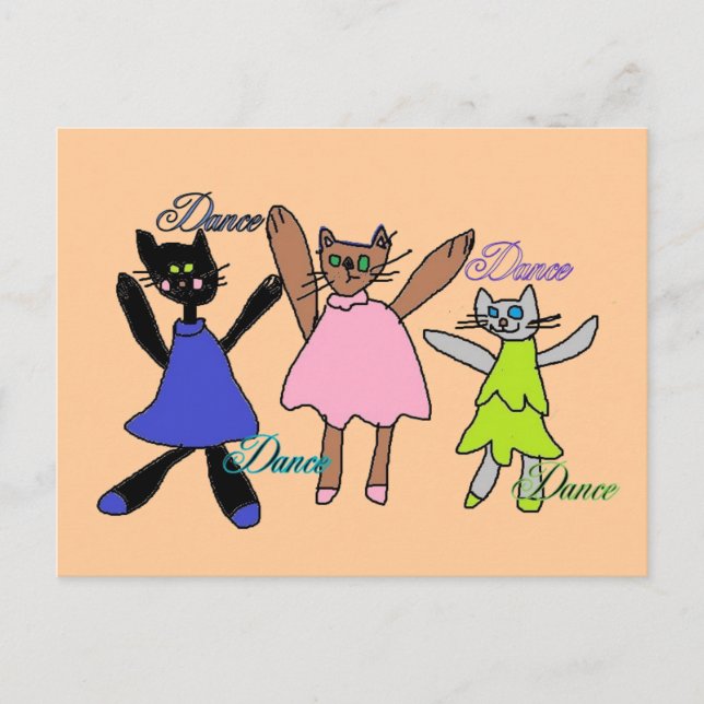 cartes postales de danse kittys numériques (Devant)