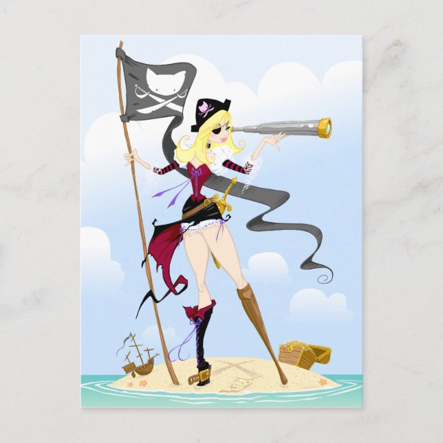 Cartes postales de fille pirate mignonne (Devant)