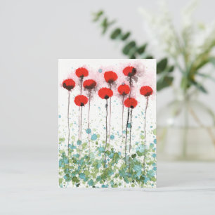 Cartes postales de fleurs aquarelles Coquelicots r