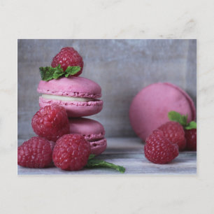 Cartes postales de framboise Macarons rose