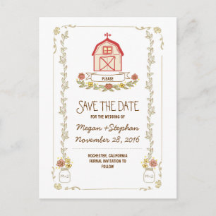 Cartes postales de mariage à la ferme rustique pou
