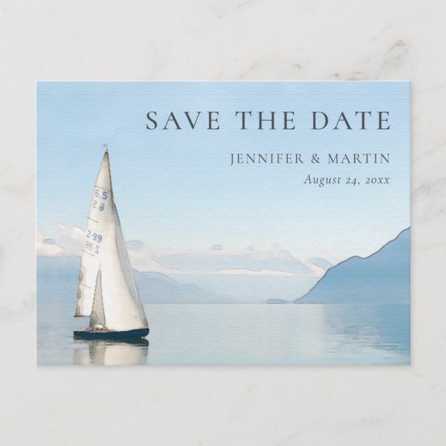 Cartes postales de mariage à l'aquarelle Bateau La (Devant)
