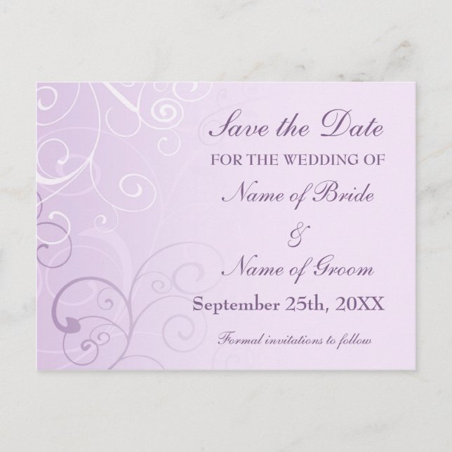 Cartes postales de mariage à motifs de lavande pou (Devant)