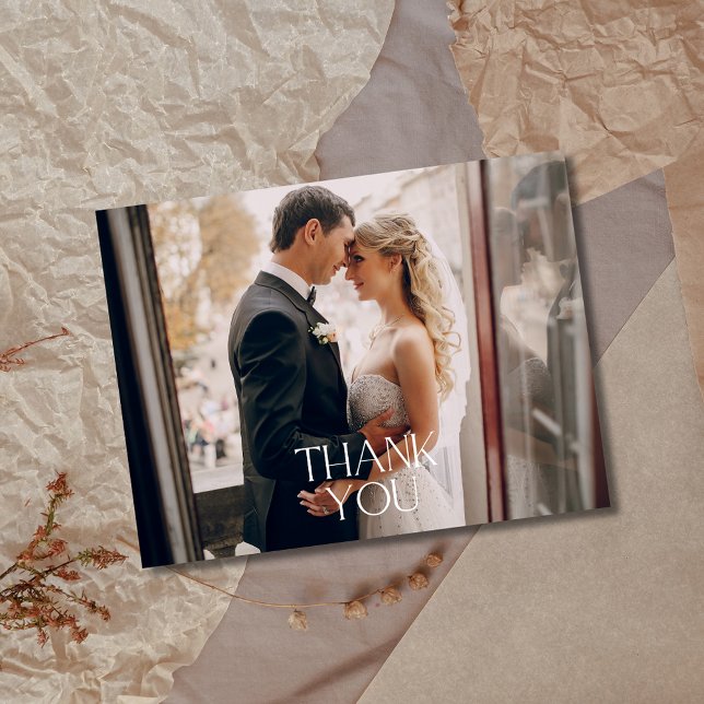 Cartes Postales de Mariage Élégantes et Simples av (Thank You Elegant Simple Wedding Photo Postcards)