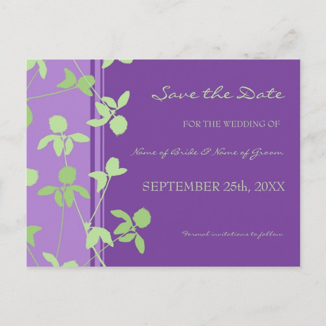 Cartes postales de mariage Fleurs de Lime Violette (Devant)