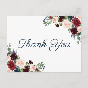Cartes postales de Mariage Floral Marine Marsala