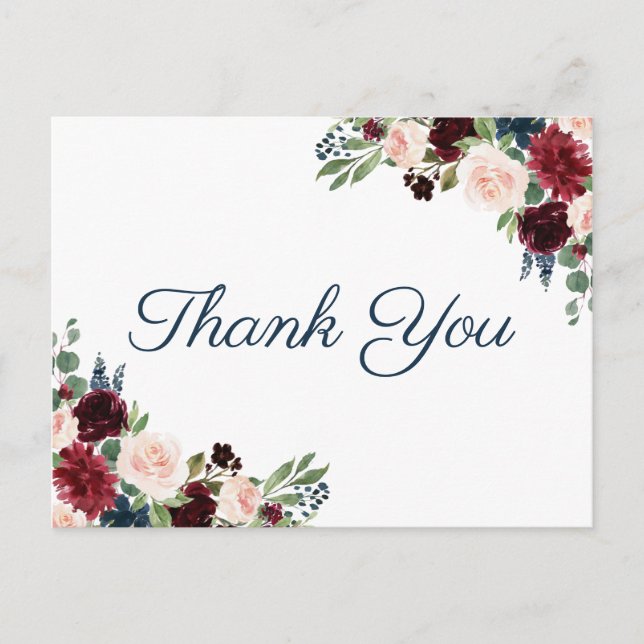 Cartes postales de Mariage Floral Marine Marsala (Devant)