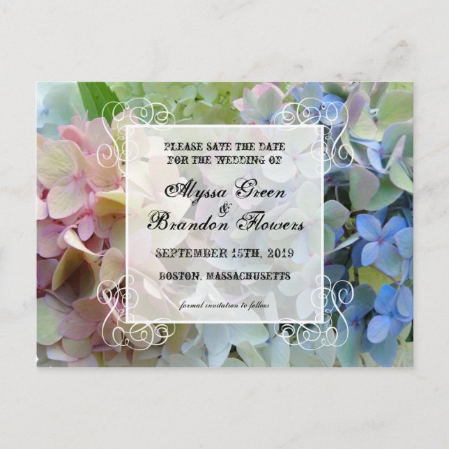 Cartes postales de mariage modernes florales "Save (Devant)