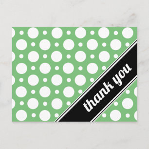 Cartes postales de Merci à points Polka vert et bl