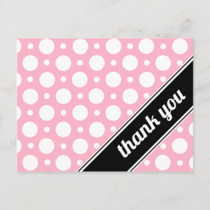 Cartes postales de Merci à points rose et blanc
