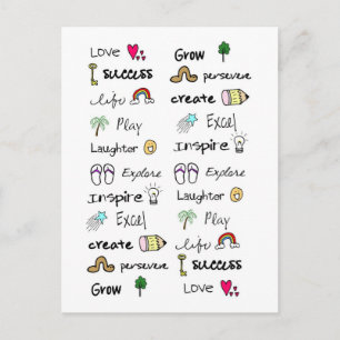 Cartes postales de mots positifs