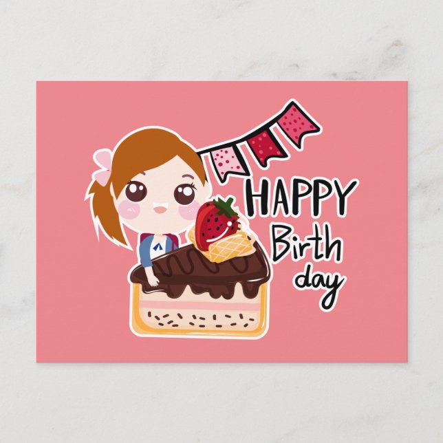 Cartes postales de naissance animées mignonnes (Devant)