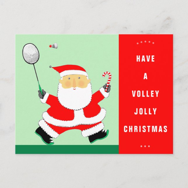 Cartes postales de Noël de Badminton amusant (Devant)