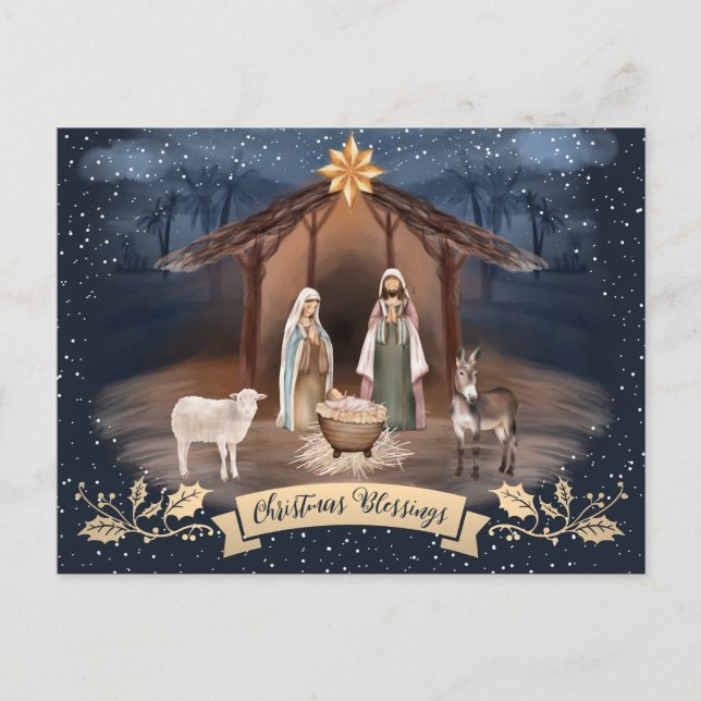 Cartes postales de Noël de la Nativité chrétienne  (Devant)