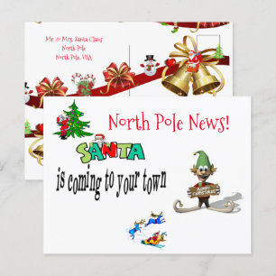 Cartes postales de Noël Pôle Nord Père Noël Elf