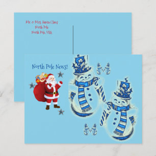 Cartes postales de Noël Pôle Nord Snowman