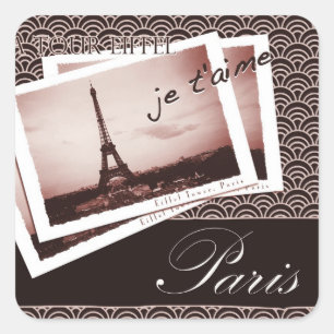 Cartes postales de Paris Sticker Carré