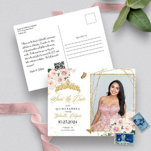 Cartes postales de photos en rose et or Tiara Quin