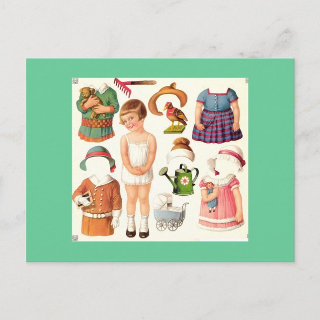 Cartes postales de poupée papier vintage (Devant)