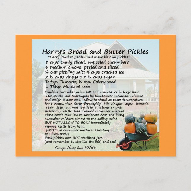 Cartes postales de recettes Pain et Beurre (Devant)