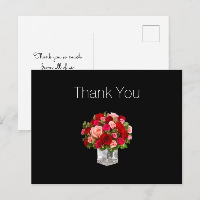 Cartes postales de remerciement florales pour entr (Devant / Derrière)