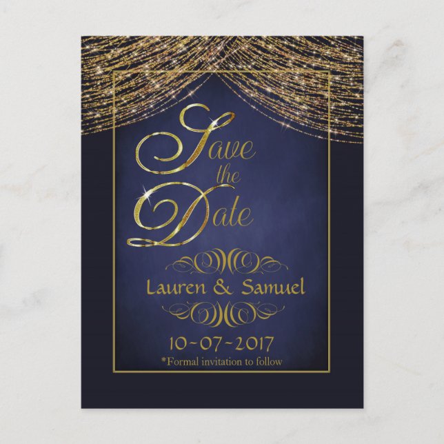 Cartes Postales de Réservation Élégantes Bleu et O (Devant)