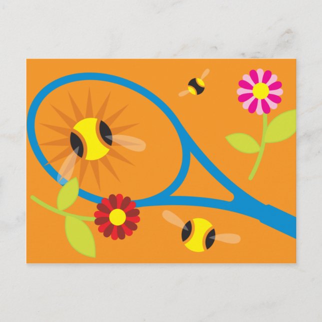 Cartes postales de tennis mignonnes pour la nouvel (Devant)