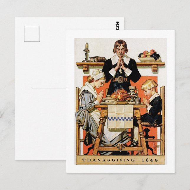 Cartes postales de Thanksgiving vintage Art (Devant / Derrière)