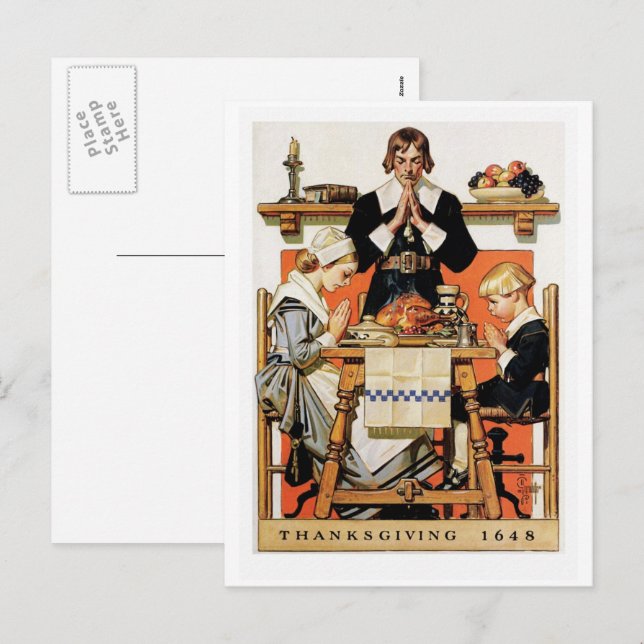 Cartes postales de Thanksgiving vintage Art (Devant / Derrière)