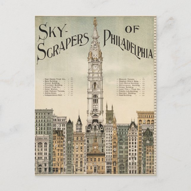 Cartes postales des gratte-ciel de Philadelphie (Devant)