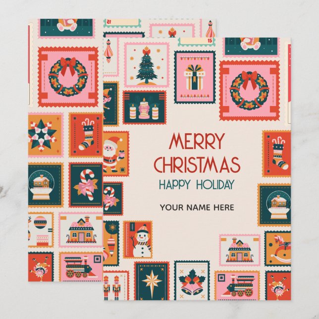 Cartes postales des ornements de Noël (Devant / Derrière)