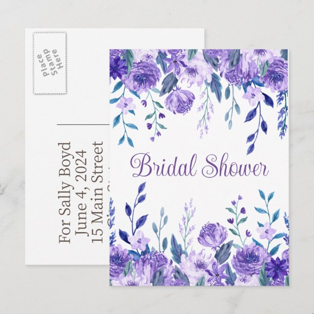 Cartes postales d'invitation de la douche nuptiale (Devant / Derrière)