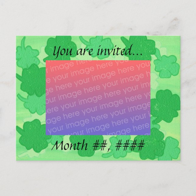 Cartes postales d'invitation de mariage aux trèfle (Devant)