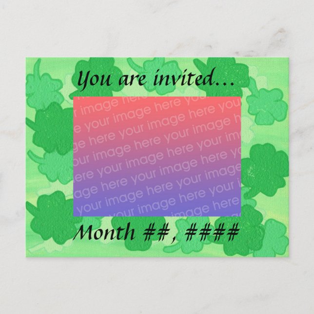 Cartes postales d'invitation de mariage aux trèfle (Devant)