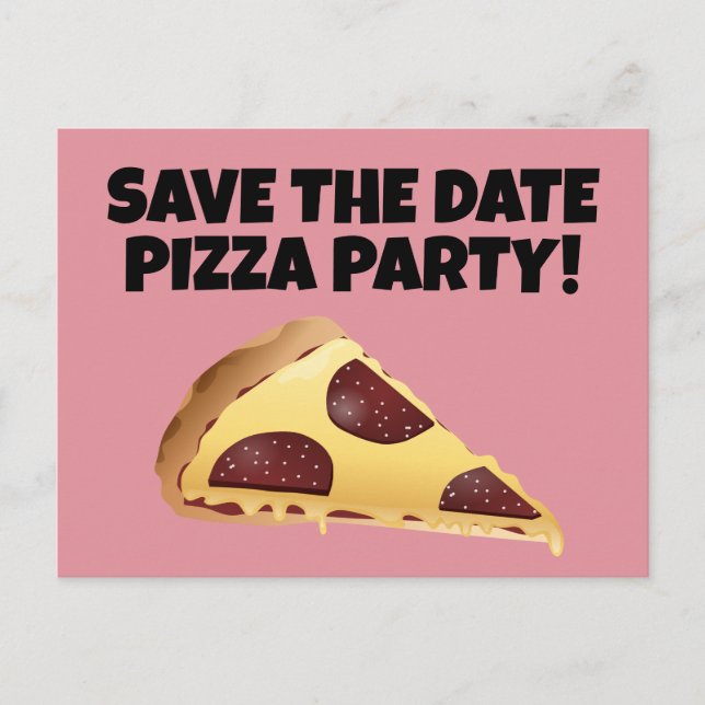 Cartes POSTALES D'INVITATION FÊTE PIZZA SAVE THE D (Devant)