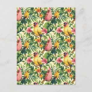 Cartes postales d'oiseaux et de papillons tropicau