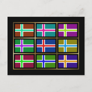 Cartes postales drapeaux multicolores d'Islande