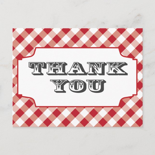 Cartes postales du Merci Motif Red Gringham (Devant)