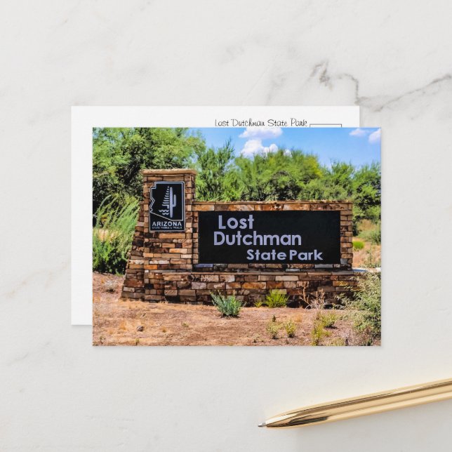 Cartes postales du parc d'État Lost Dutchman Arizo (Devant/Arrière en situation)