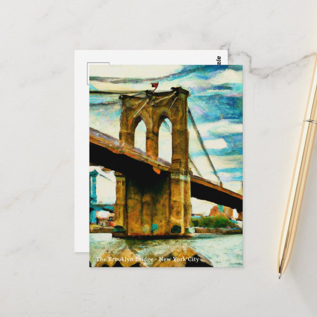 Cartes postales du pont Brooklyn (Devant/Arrière en situation)